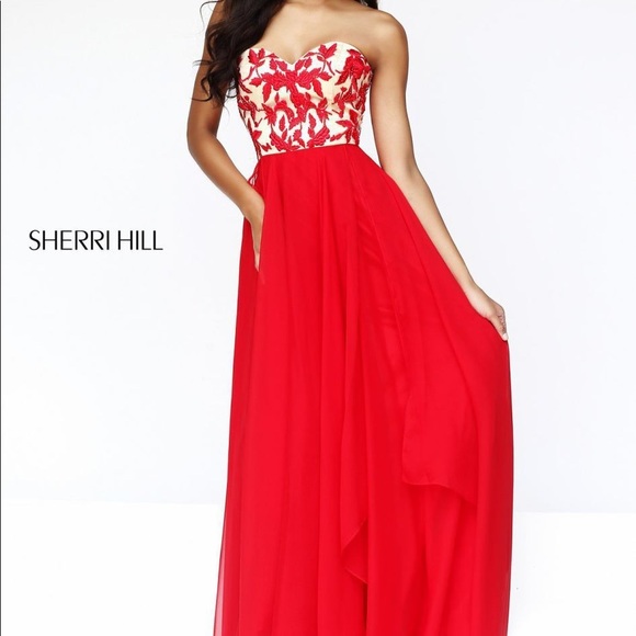 Sherri Hill Red gown size 0 never worn mint - Picture 1 of 1